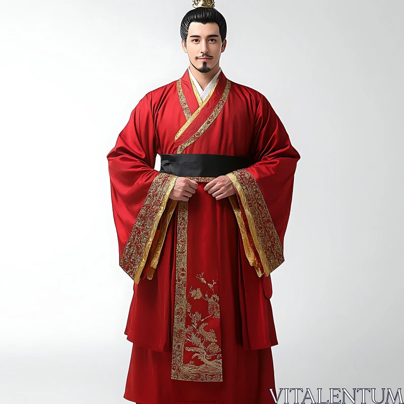 Portrait of Man in Hanfu Attire AI Image