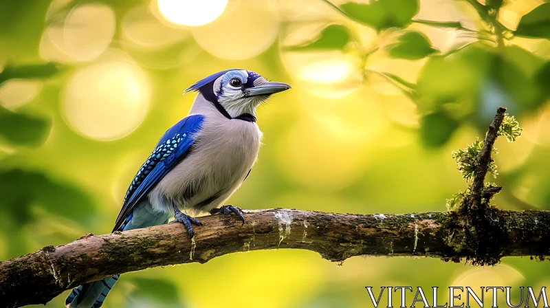 Blue Jay Portrait in Natural Light AI Image