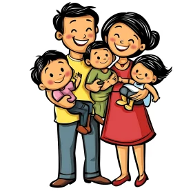 Cheerful Family Cartoon Illustration