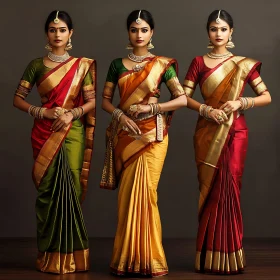 Three Women in Traditional Indian Saris