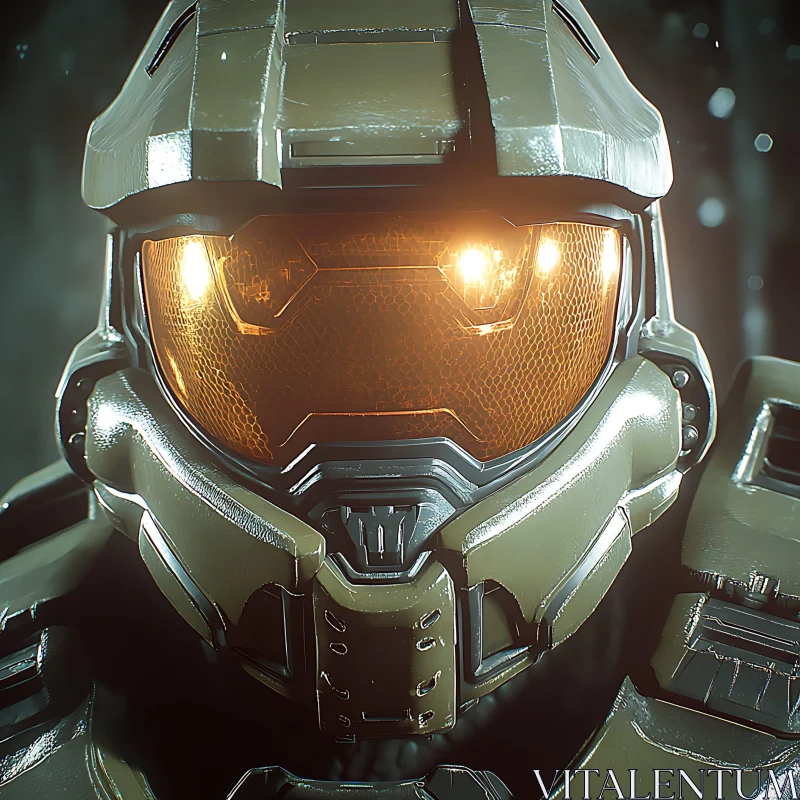 Futuristic Warrior Helmet Detail AI Image