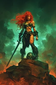 Redhead Warrior with Sword