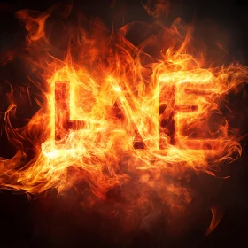 Burning Word 'LIVE' With Flames