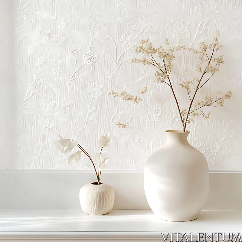 AI ART Serene White Vase Decor