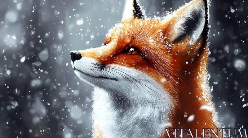 Fox in Wintery Wilderness Scene AI Image