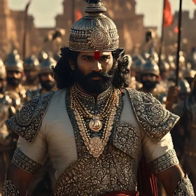 Historical Warrior Portrait with Intense Gaze