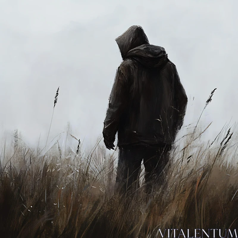 AI ART Man in Hooded Jacket in Field