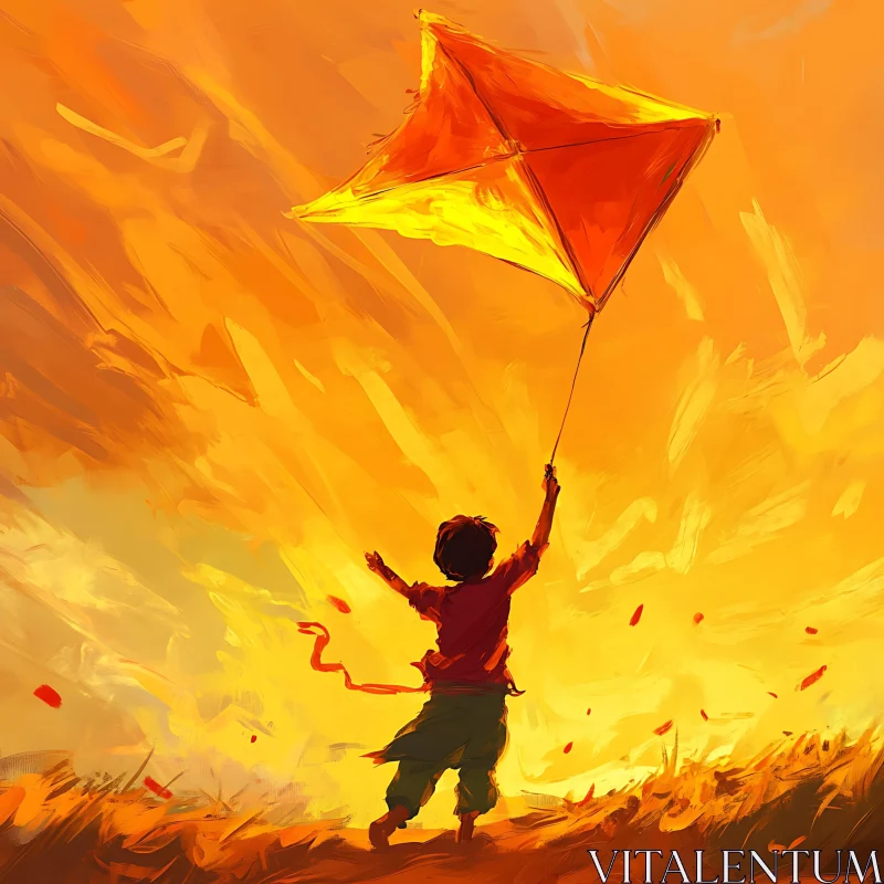 AI ART Sunset Kite