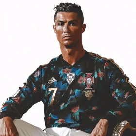 Artistic Portrait of Cristiano Ronaldo in Floral Attire