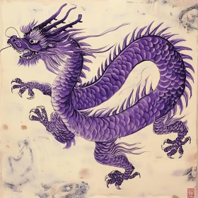 Purple Dragon Asian Art Illustration