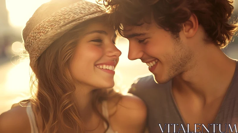 Young Couple in Love Smiling AI Image