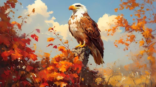 Eagle Amidst Autumn Colors