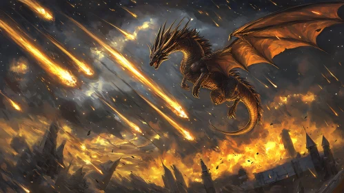 Fantasy Dragon Amidst Fire Storm