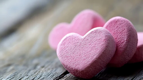 Heart Candies on Wood