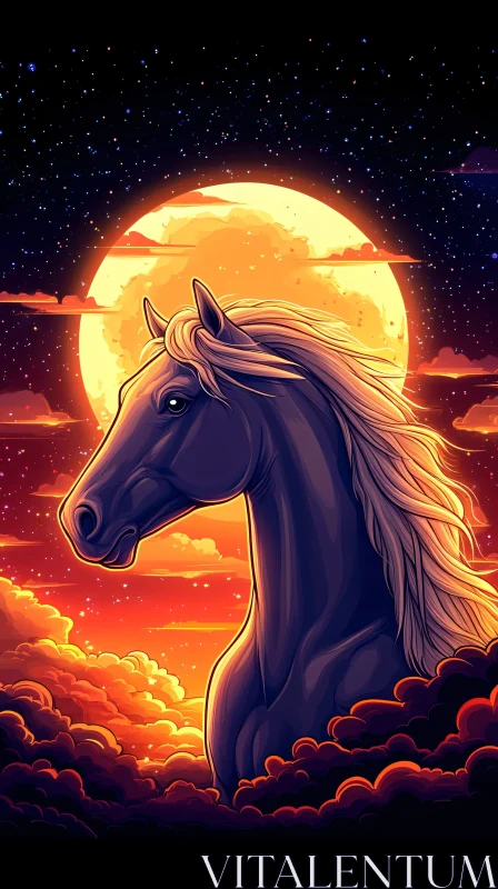 Mystical Horse and Moon AI Image