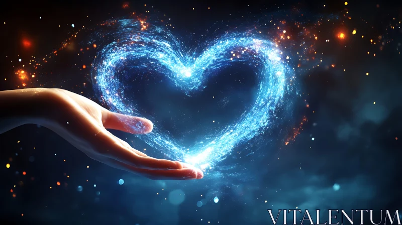 Glowing Heart Energy in Palm AI Image