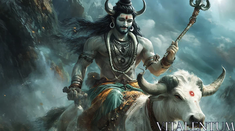 Serene God on Bull Artwork AI Image