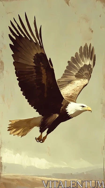 Soaring Eagle Over Wilderness AI Image