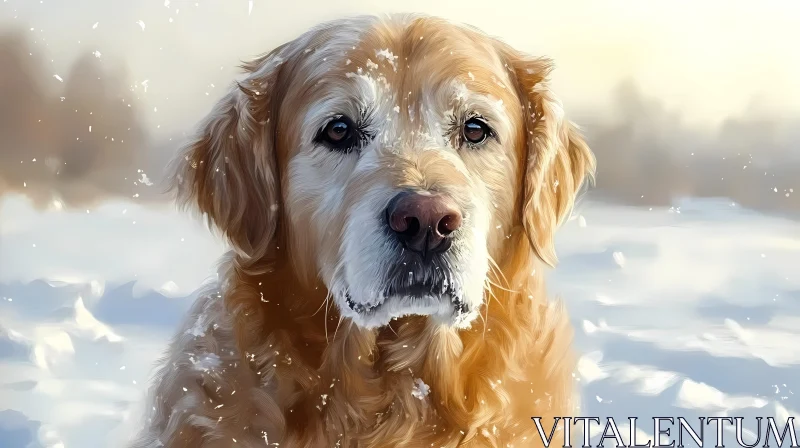 Winter Scene with Dog AI Image