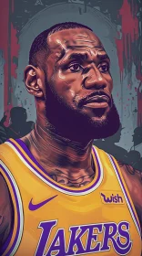 LeBron James Art in Basketball Uniform