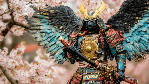 Armored Samurai with Wings in Spring