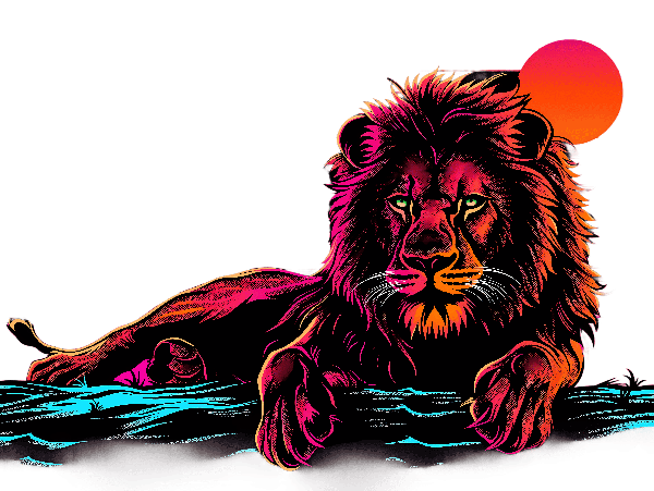 Fiery Lion Sunset T-Shirt POD Design