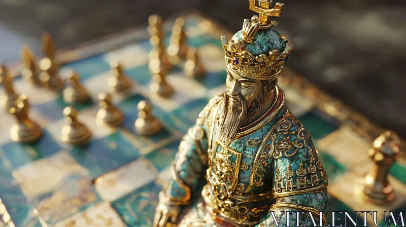 Ornate King Chess Piece Sculpture AI Image