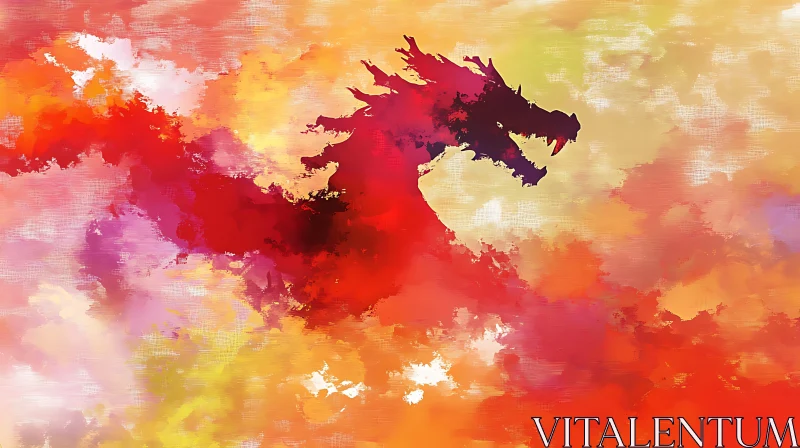 AI ART Dragon in Sunset Hues Artwork