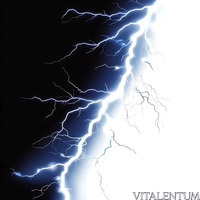 Powerful Lightning Strike over Dark Background AI Image