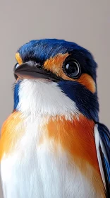 Blue and Orange Bird Close-Up