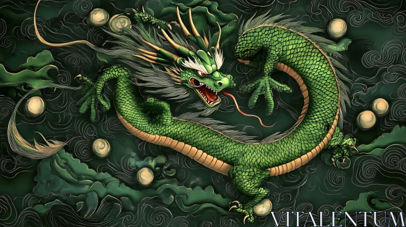 AI ART Coiled Emerald Serpent