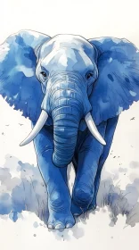 Majestic Blue Elephant Painting