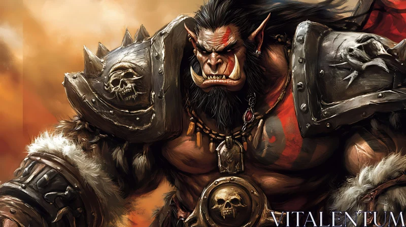 Powerful Orc Warrior Portrait AI Image