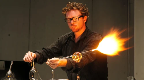 Man Crafts Glass with Intense Heat