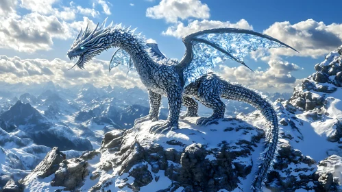 Frozen Dragon on Snowy Mountain
