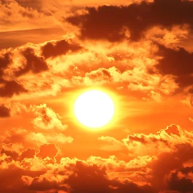 Radiant Sun Amidst Golden Clouds