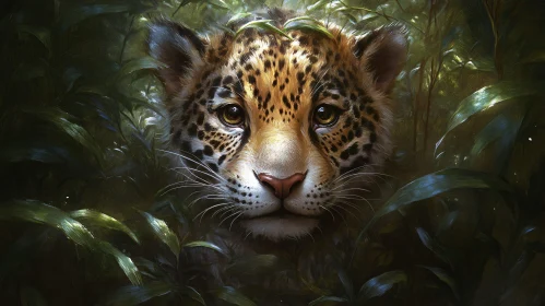 Leopard in Dense Greenery