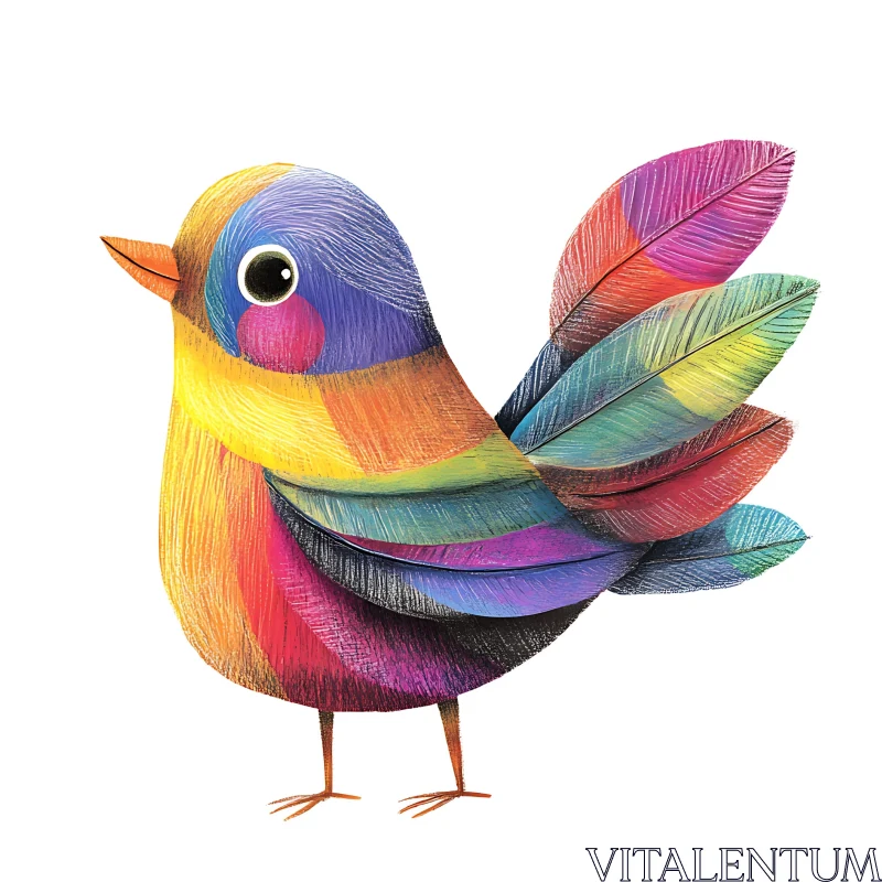 Rainbow Feathered Bird Artwork AI Image