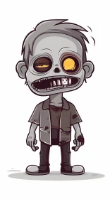 Cartoon Zombie with Menacing Pose and Stark White Background