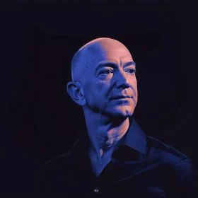 Jeff Bezos in Dramatic Blue Lighting