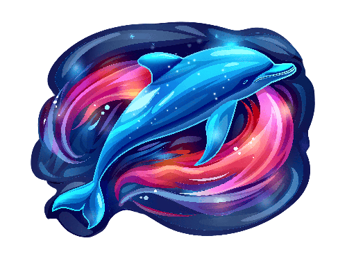 POD Design Dolphin in Starry Sea Illustration - Enchanting Art