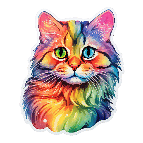 POD Design Dreamy Digital Art of a Rainbow Furred Cat