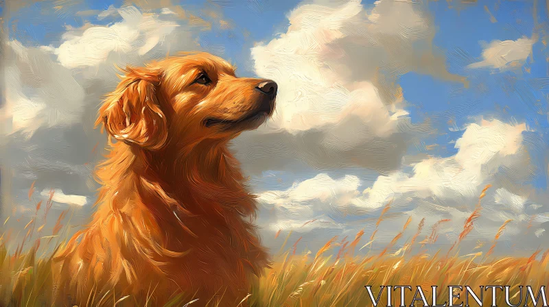 Dog Under a Cloudy Sky AI Image