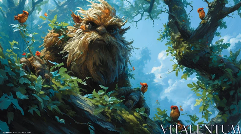 Enchanting Digital Painting of a Majestic Forest Creature AI Image