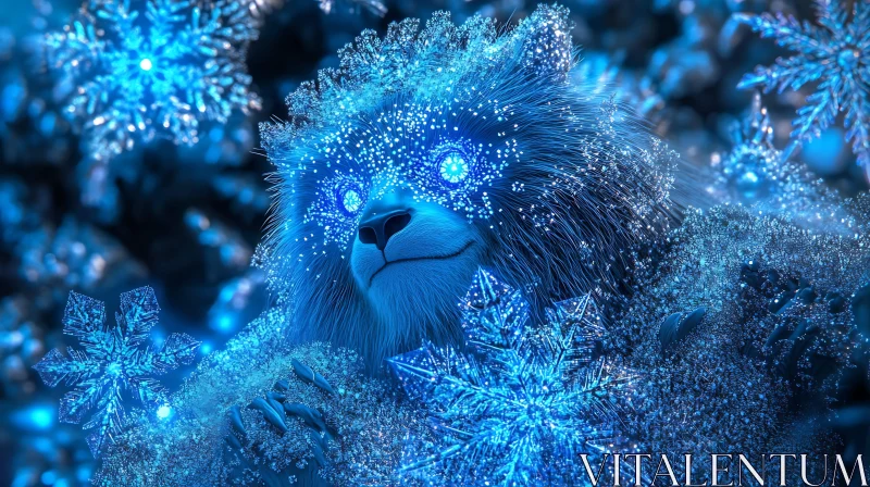 AI ART Icy Bear Surrounded by Snow