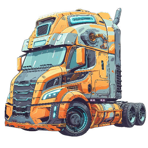 Futuristic Semi-Truck Vector Illustration in Orange and Gray