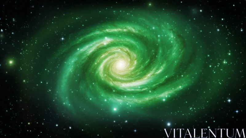 Green Spiral Galaxy - A Captivating Sci-Fi Artwork AI Image