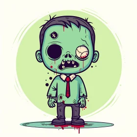 Illustrated Gothic Zombie in Cartoon Style