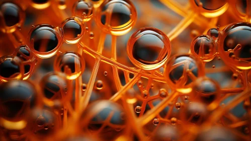 Intricate Water Droplet Display Against Orange Backdrop