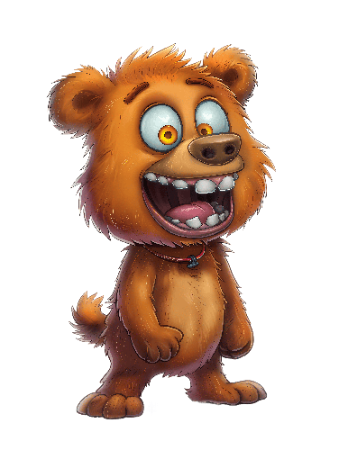 Joyful Cartoon Brown Bear with a Collar POD Design